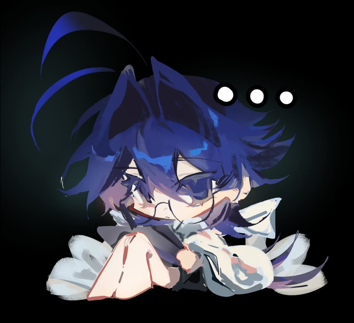 Kime chibi with a thinking bubble